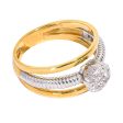 Ouzounian Jewelry Diamond Cluster Ring with Two-Tone Band Online Sale