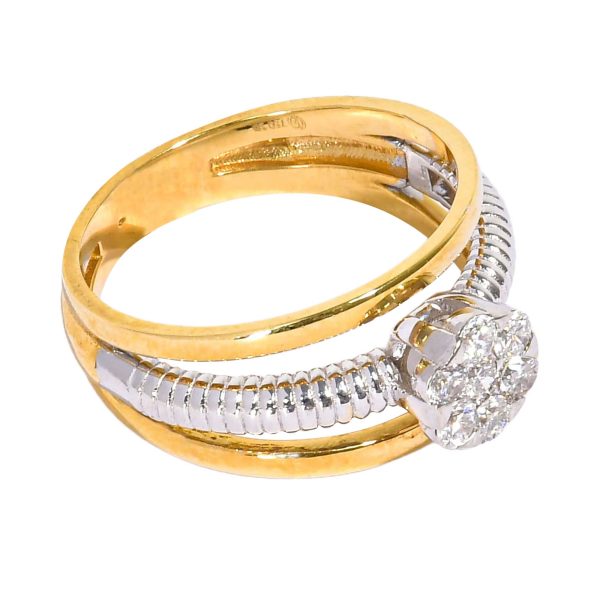 Ouzounian Jewelry Diamond Cluster Ring with Two-Tone Band Online Sale