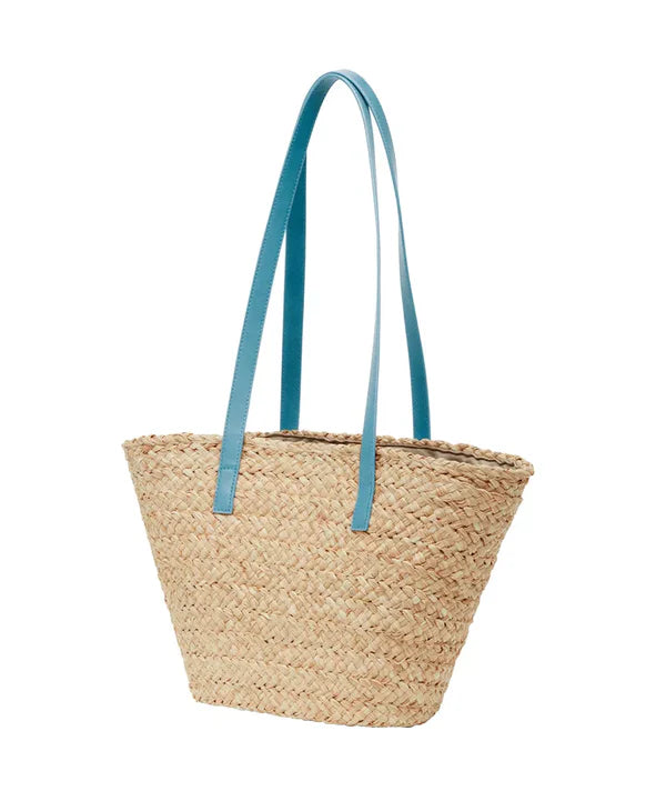 Cavalli Class Cervinia Ladies Natural Light Blue Medium Straw Beach Tote Bag Online now