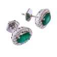 Ouzounian Jewelry Emerald and Diamond Stud Earrings Cheap