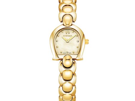 Aigner Elba Ladies Champagne MOP Gold Stainless Steel Watch Discount