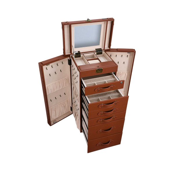 Artisan Brown Jewelry Cabinet For Sale