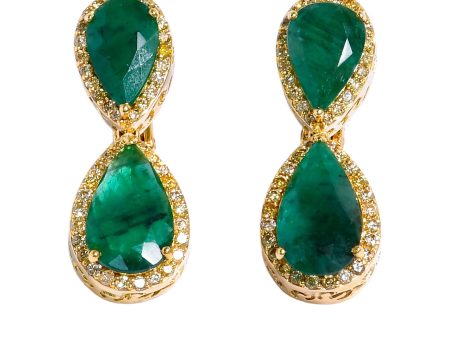 Ouzounian Jewelry Emerald and Diamond Drop Earrings For Discount