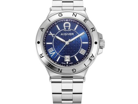 Aigner Trieste 2 Gents Blue Pattern Dial Stainless Steel Watch Online Sale