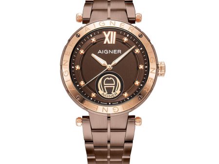 Aigner Vigevano Gents Brown Pattner Dial Brown With Rose Gold Stainless Steel watch Online