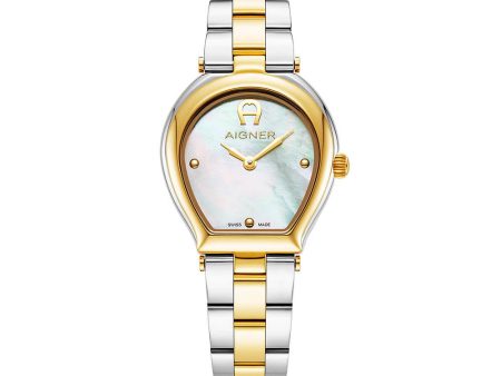 Aigner Trani Ladies White MOP Dial Silver Gold Tone Watch Online Sale