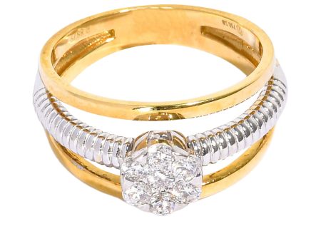 Ouzounian Jewelry Diamond Cluster Ring with Two-Tone Band Online Sale