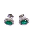 Ouzounian Jewelry Emerald and Diamond Stud Earrings Cheap