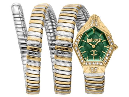 Just Cavalli Mesmerizing Ladies  Green Dial Snake Shape Watch Discount