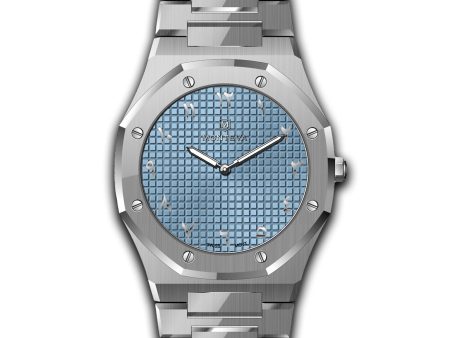 Monteva Gents Light Blue Dial Watch with Arabic Numerals and Metal Bracelet Online now