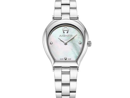 Aigner Trani Ladies White MOP Dial Stainless Steel Watch For Sale