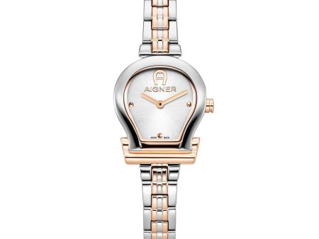 Aigner Tivoli Due Ladies Silver Dial Rose Gold Silver Stainless Steel Watch Online Hot Sale