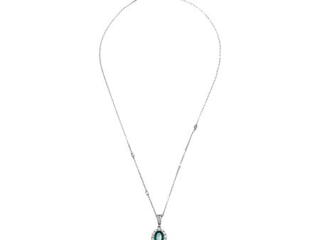 Ouzounian Jewelry Emerald and Diamond Pendant Necklace Online now