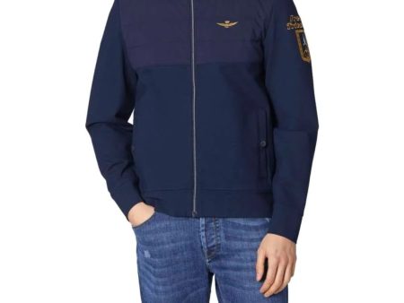 Aeronautica Militare Men s  Interlock jacket with quilted insert Dark Blue Online Hot Sale