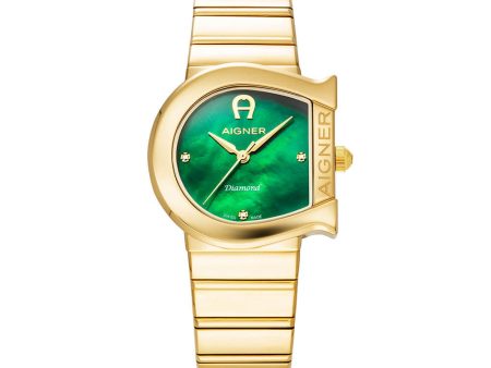 Aigner Materadia Ladies Green MOP Dial Gold Tone Watch Online Sale