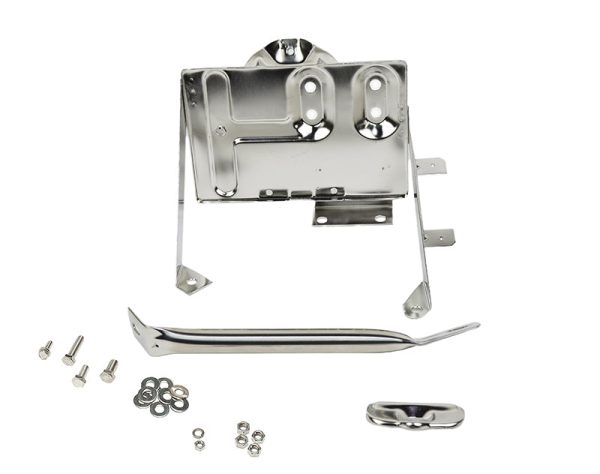 Kentrol 76-86 Jeep CJ Battery Tray with support arm - Polished Silver Online Hot Sale