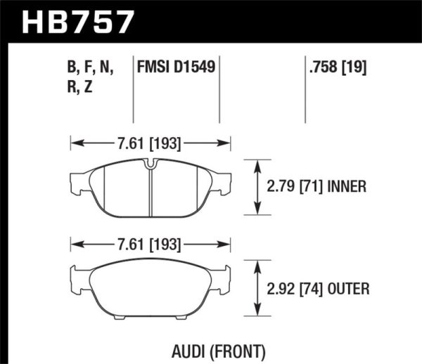 Hawk Audi 2013 A5 Quattro   12-16 A6 Quattro A7 Quattro A8 Quattro HPS Front Brake Pads Fashion