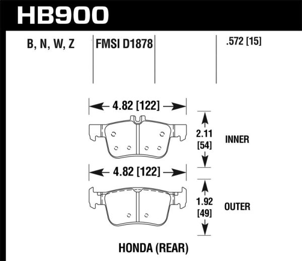 Hawk 16-19 Honda Civic (Excludes Si and Type R) HP+ Street Rear Brake Pads Supply